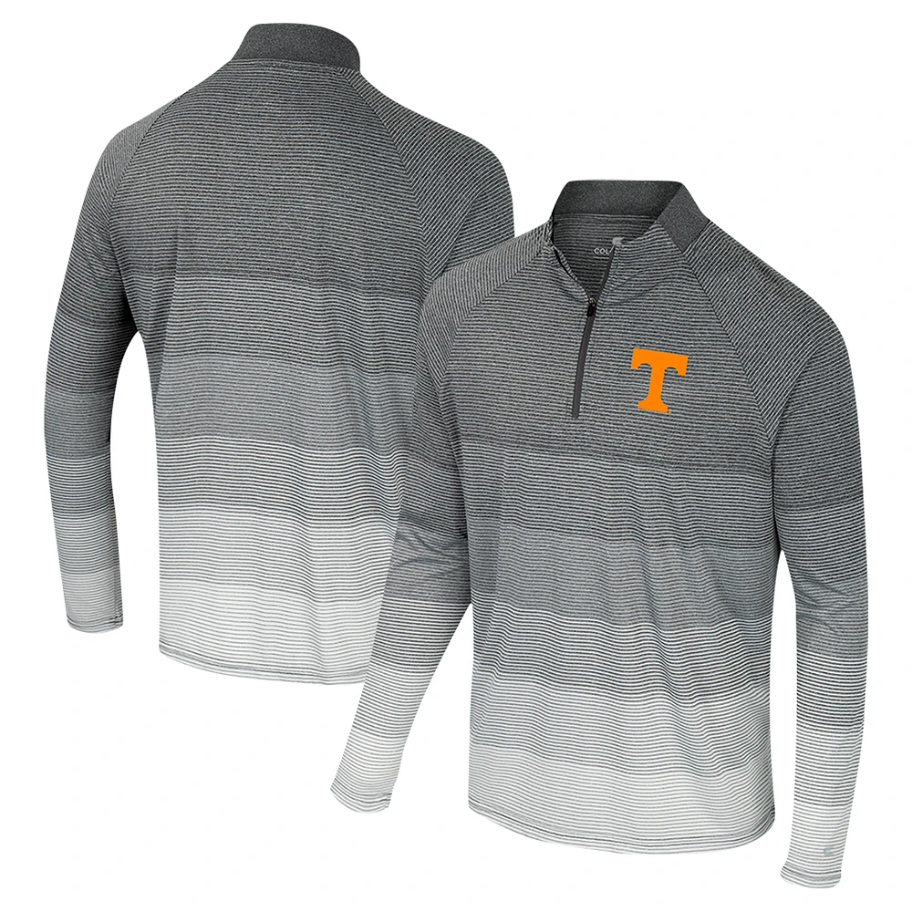 Men's Colosseum  Gray Tennessee Volunteers AI Striped Mesh Quarter-Zip Raglan Windshirt