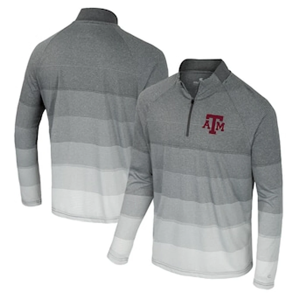 Men's Colosseum  Gray Texas A&M Aggies AI Striped Mesh Quarter-Zip Raglan Windshirt