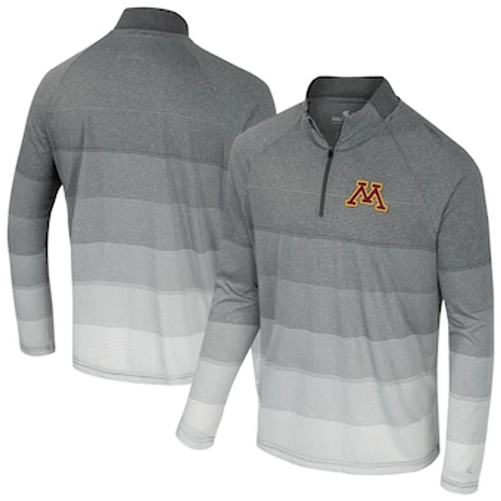 Men's Colosseum  Gray Minnesota Golden Gophers AI Striped Mesh Quarter-Zip Raglan Windshirt