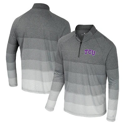 Men's Colosseum  Gray TCU Horned Frogs AI Striped Mesh Quarter-Zip Raglan Windshirt