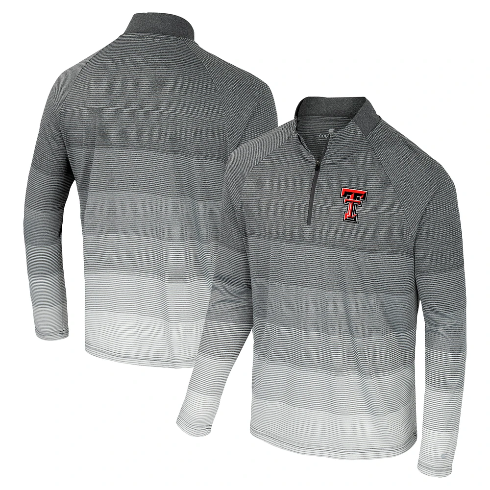 Men's Colosseum  Gray Texas Tech Red Raiders AI Striped Mesh Quarter-Zip Raglan Windshirt