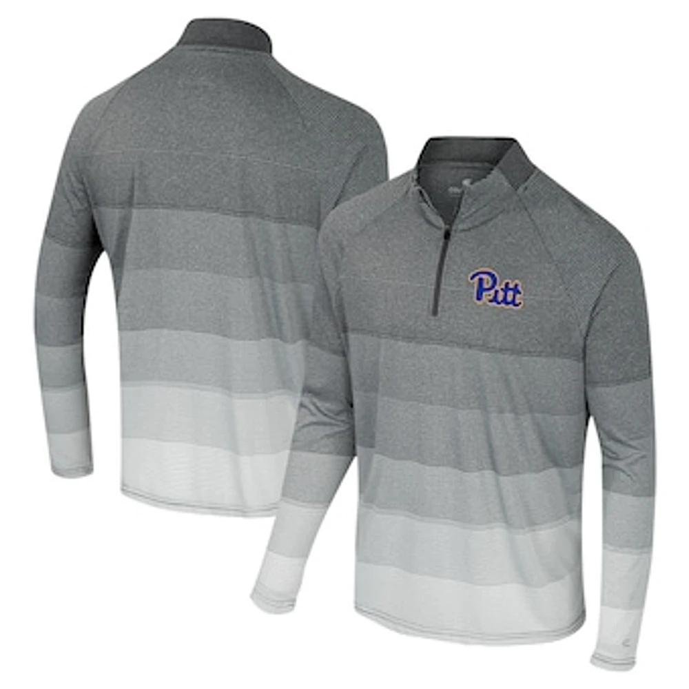 Men's Colosseum  Gray Pitt Panthers AI Striped Mesh Quarter-Zip Raglan Windshirt