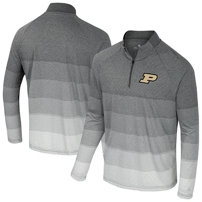 Men's Colosseum  Gray Purdue Boilermakers AI Striped Mesh Quarter-Zip Raglan Windshirt