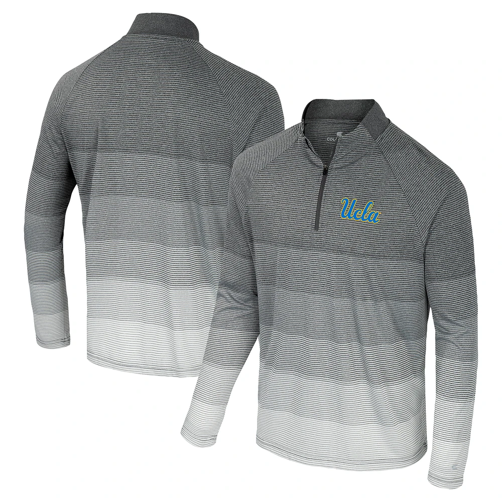 Men's Colosseum  Gray UCLA Bruins AI Striped Mesh Quarter-Zip Raglan Windshirt