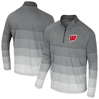 Men's Colosseum  Gray Wisconsin Badgers AI Striped Mesh Quarter-Zip Raglan Windshirt