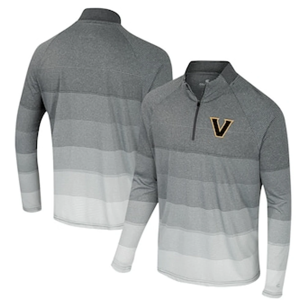 Men's Colosseum  Gray Vanderbilt Commodores AI Striped Mesh Quarter-Zip Raglan Windshirt