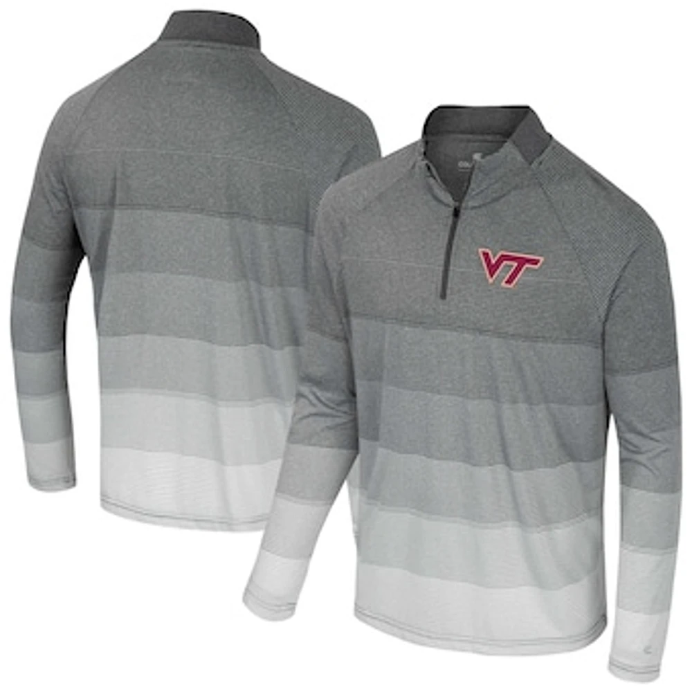 Men's Colosseum  Gray Virginia Tech Hokies AI Striped Mesh Quarter-Zip Raglan Windshirt