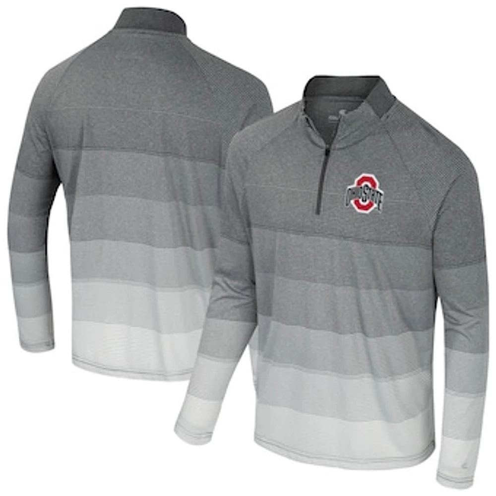 Men's Colosseum  Gray Ohio State Buckeyes AI Striped Mesh Quarter-Zip Raglan Windshirt