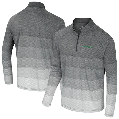 Men's Colosseum  Gray Oregon Ducks AI Striped Mesh Quarter-Zip Raglan Windshirt