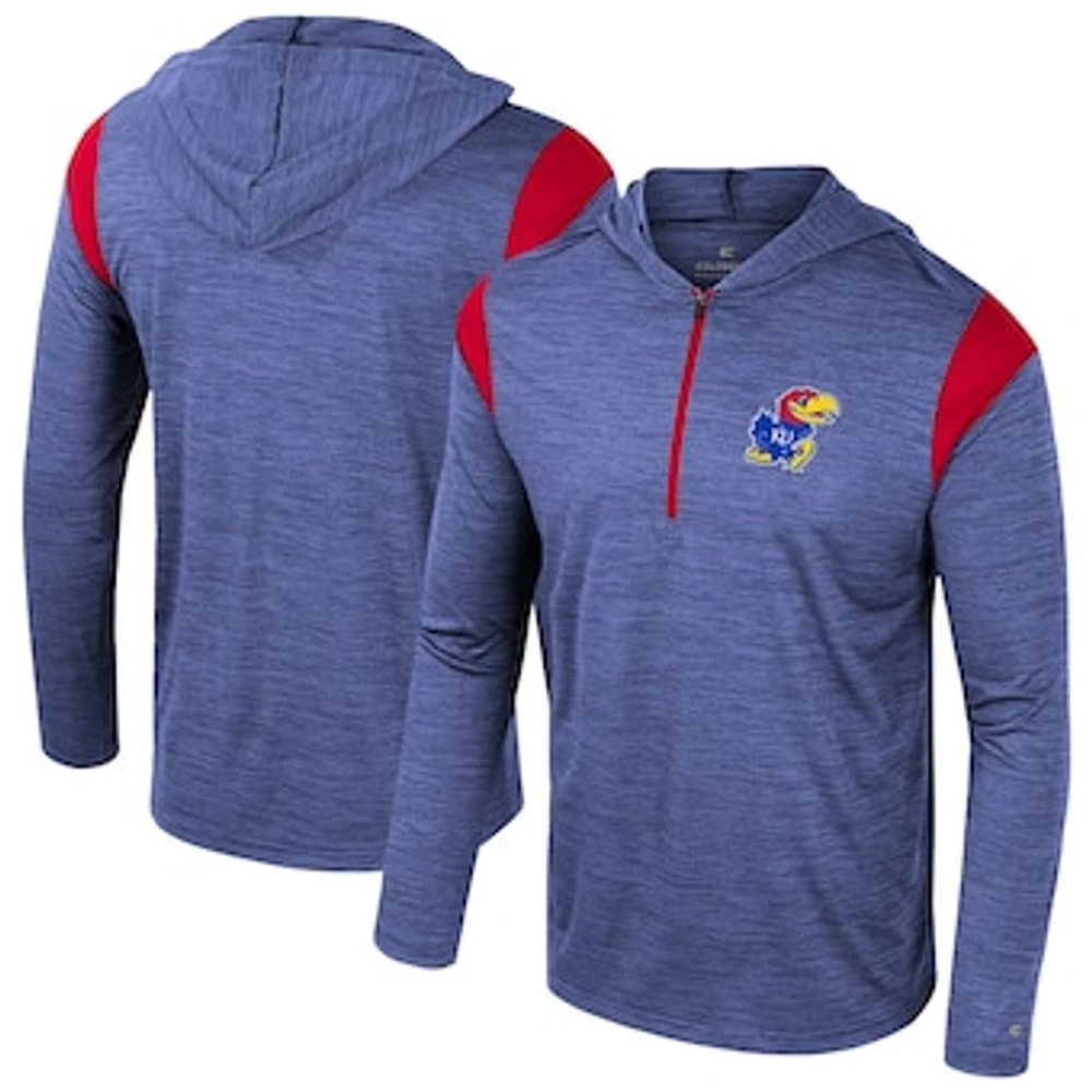 Men's Colosseum Royal Kansas Jayhawks Dozer Half-Zip Windshirt