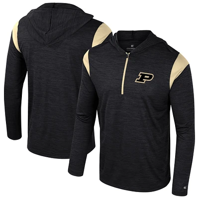 Men's Colosseum Black Purdue Boilermakers Dozer Half-Zip Windshirt