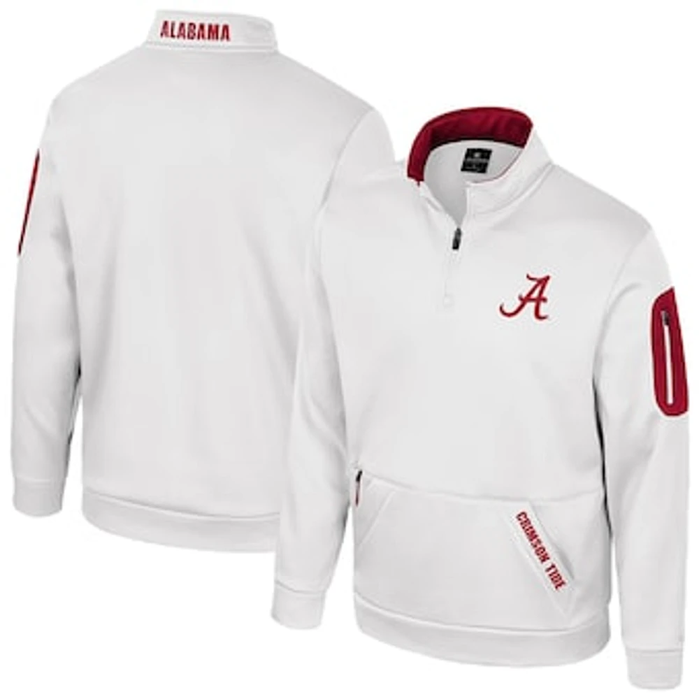 Men's Colosseum White Alabama Crimson Tide Mainframe Quarter-Zip Fleece Jacket