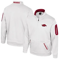 Men's Colosseum White Arkansas Razorbacks Mainframe Quarter-Zip Fleece Jacket