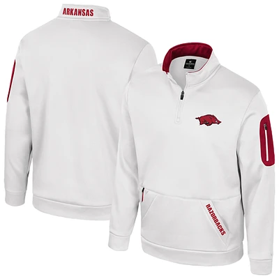 Men's Colosseum White Arkansas Razorbacks Mainframe Quarter-Zip Fleece Jacket