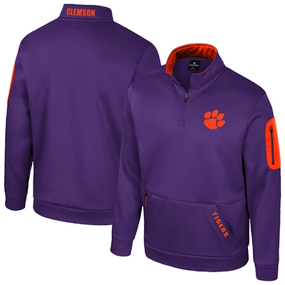 Men's Colosseum Purple Clemson Tigers Mainframe Quarter-Zip Fleece Jacket