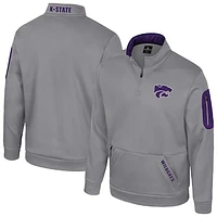 Men's Colosseum Grey Kansas State Wildcats Mainframe Quarter-Zip Fleece Jacket