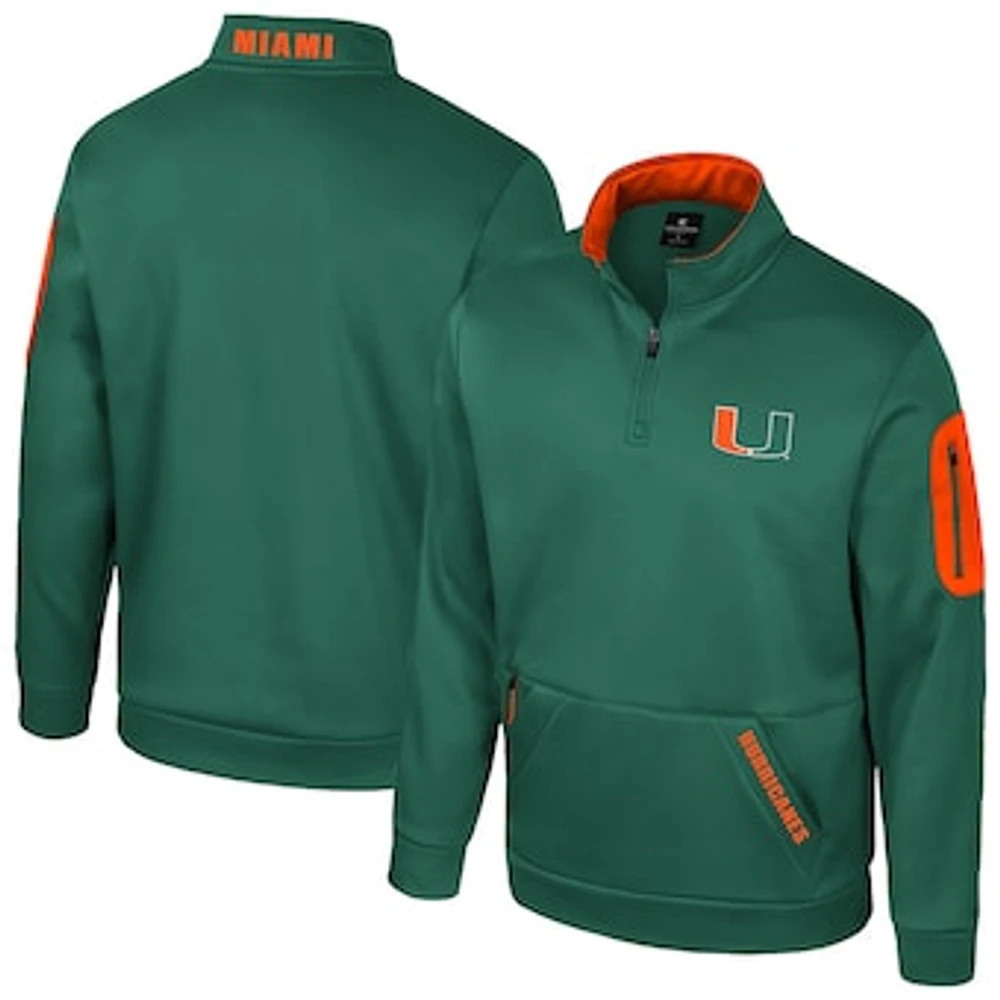 Men's Colosseum Green Miami Hurricanes Mainframe Quarter-Zip Fleece Jacket