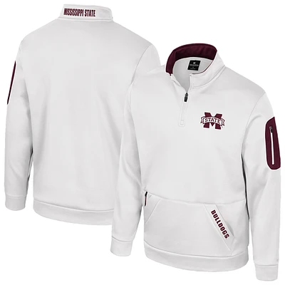 Men's Colosseum White Mississippi State Bulldogs Mainframe Quarter-Zip Fleece Jacket