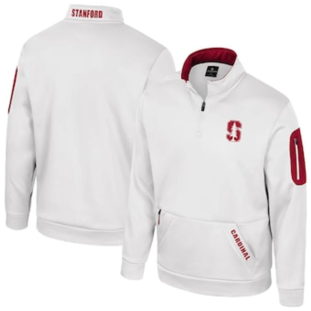 Men's Colosseum White Stanford Cardinal Mainframe Quarter-Zip Fleece Jacket