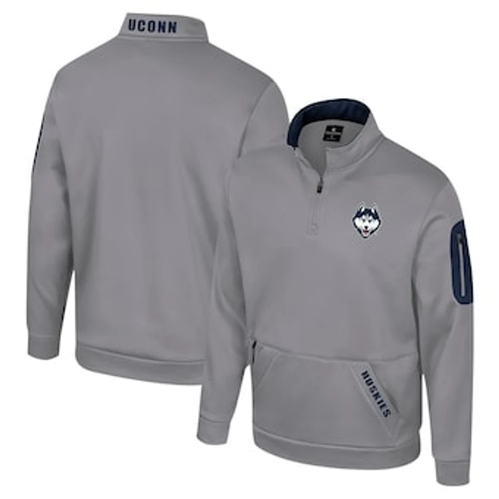 Men's Colosseum Gray UConn Huskies Mainframe Quarter-Zip Fleece Jacket