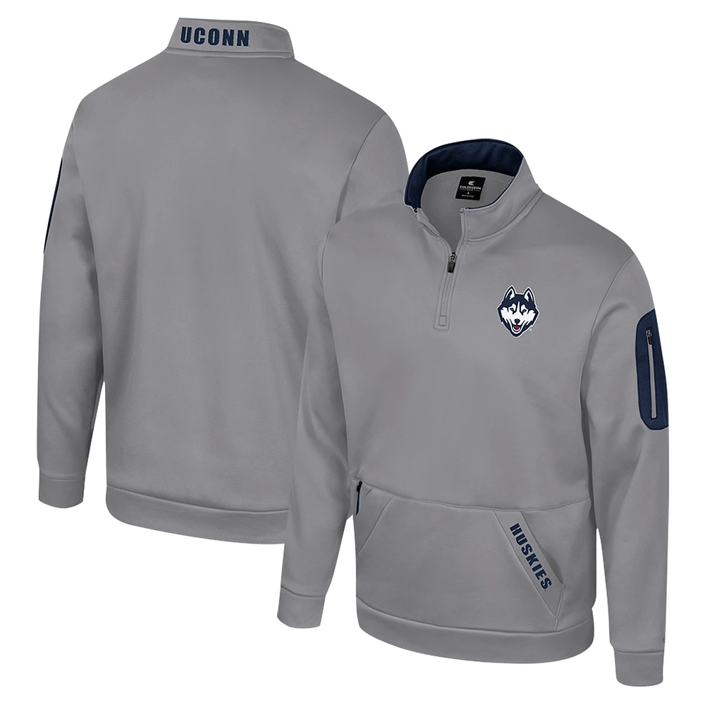 Men's Colosseum Gray UConn Huskies Mainframe Quarter-Zip Fleece Jacket