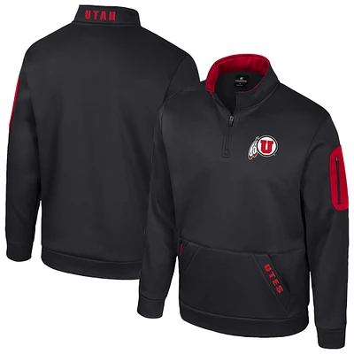 Men's Colosseum Black Utah Utes Mainframe Quarter-Zip Fleece Jacket