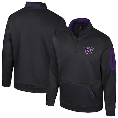 Men's Colosseum Black Washington Huskies Mainframe Quarter-Zip Fleece Jacket