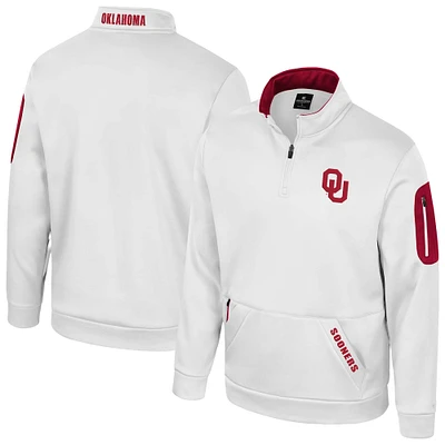 Men's Colosseum White Oklahoma Sooners Mainframe Quarter-Zip Fleece Jacket