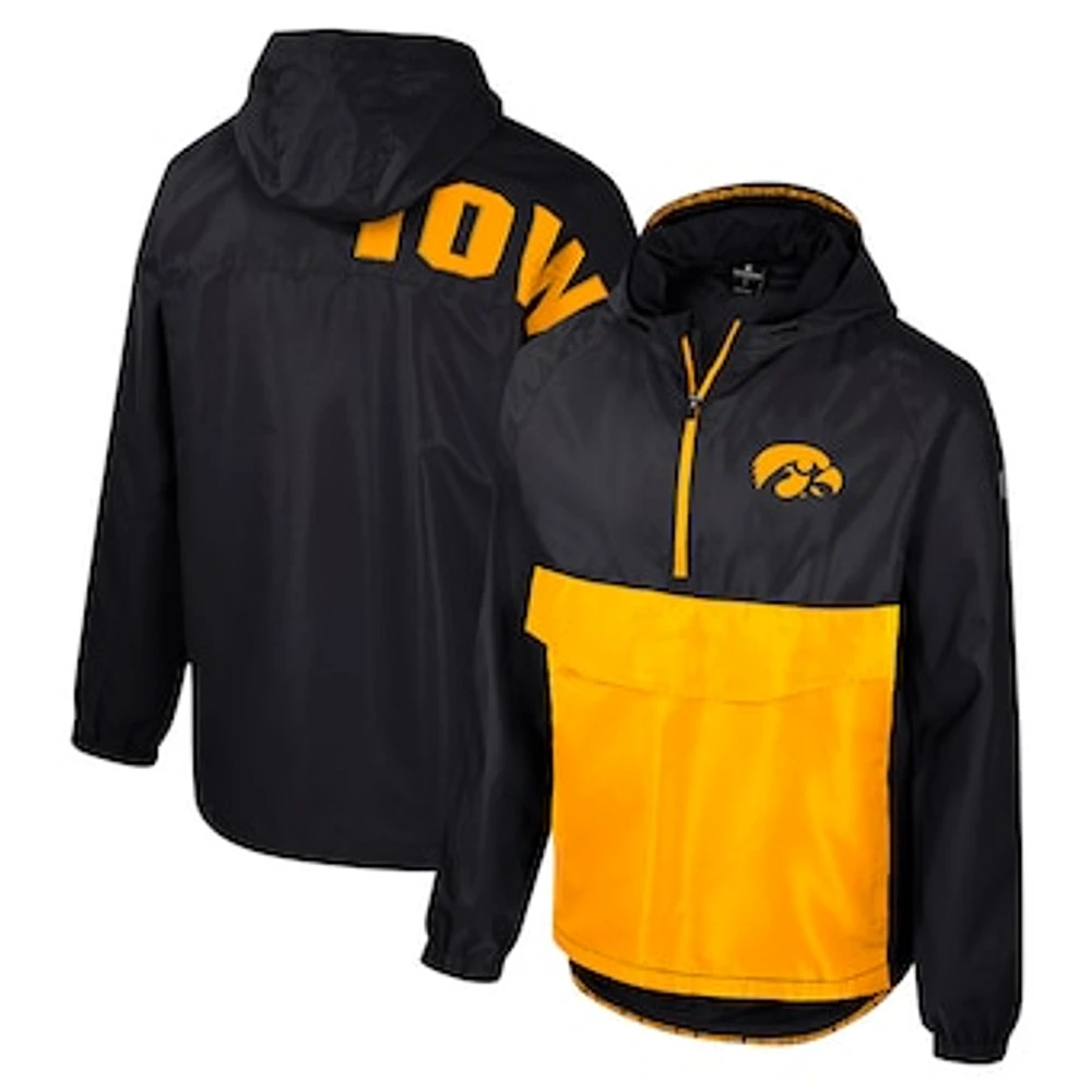 Men's Colosseum  Black Iowa Hawkeyes Reloaded Anorak Half-Zip Jacket