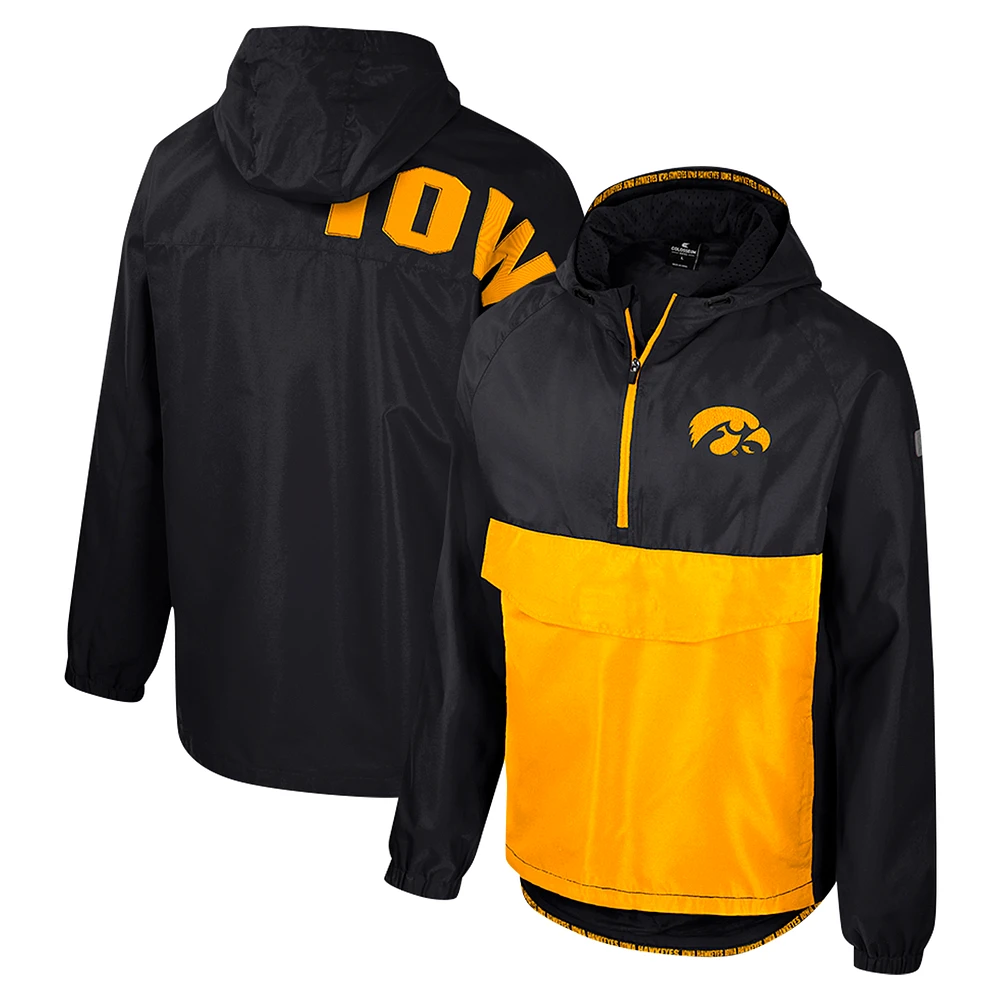 Men's Colosseum  Black Iowa Hawkeyes Reloaded Anorak Half-Zip Jacket