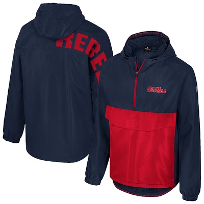 Men's Colosseum  Navy Ole Miss Rebels Reloaded Anorak Half-Zip Jacket