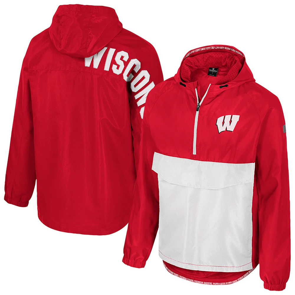 Men's Colosseum  Red Wisconsin Badgers Reloaded Anorak Half-Zip Jacket