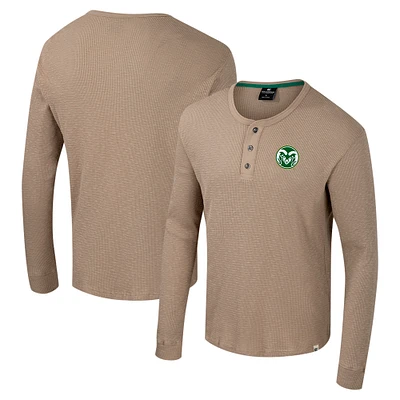 Men's Colosseum  Tan Colorado State Rams Great Outdoors Henley Long Sleeve Shirt