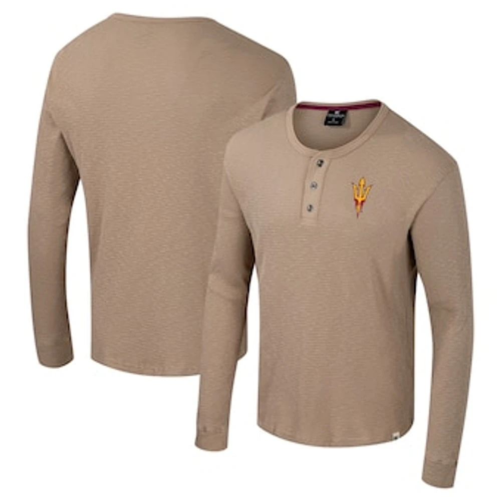 Men's Colosseum  Tan Arizona State Sun Devils Great Outdoors Henley Long Sleeve Shirt