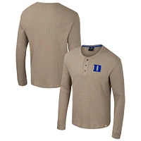 Men's Colosseum  Tan Duke Blue Devils Great Outdoors Henley Long Sleeve Shirt