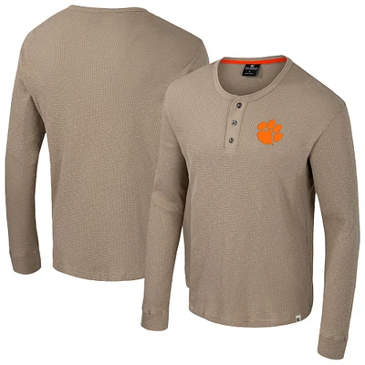 Men's Colosseum  Tan Clemson Tigers Great Outdoors Henley Long Sleeve Shirt