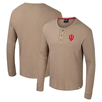 Men's Colosseum  Tan Indiana Hoosiers Great Outdoors Henley Long Sleeve Shirt