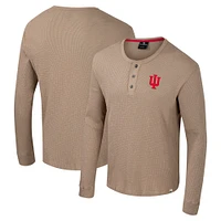 Men's Colosseum  Tan Indiana Hoosiers Great Outdoors Henley Long Sleeve Shirt