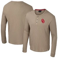 Men's Colosseum  Tan Oklahoma Sooners Great Outdoors Henley Long Sleeve Shirt