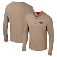 Men's Colosseum  Tan Ohio State Buckeyes Great Outdoors Henley Long Sleeve Shirt