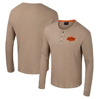 Men's Colosseum  Tan Oklahoma State Cowboys Great Outdoors Henley Long Sleeve Shirt