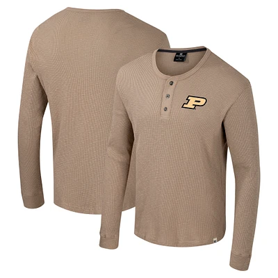 Men's Colosseum  Tan Purdue Boilermakers Great Outdoors Henley Long Sleeve Shirt