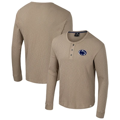 Men's Colosseum  Tan Penn State Nittany Lions Great Outdoors Henley Long Sleeve Shirt