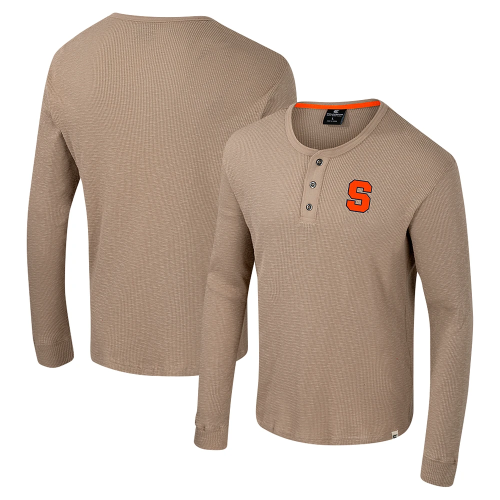 Men's Colosseum  Tan Syracuse Orange Great Outdoors Henley Long Sleeve Shirt