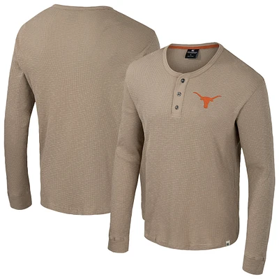 Men's Colosseum  Tan Texas Longhorns Great Outdoors Henley Long Sleeve Shirt