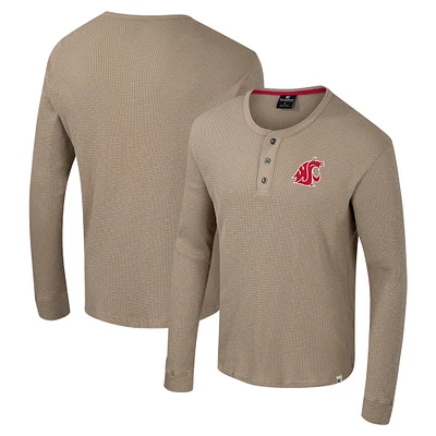 Men's Colosseum  Tan Washington State Cougars Great Outdoors Henley Long Sleeve Shirt