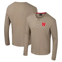 Men's Colosseum  Tan Nebraska Huskers Great Outdoors Henley Long Sleeve Shirt