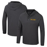 Men's Colosseum  Charcoal Missouri Tigers Dujour Ralgan Long Sleeve Henley Hoodie T-Shirt