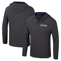 Men's Colosseum  Charcoal Notre Dame Fighting Irish Dujour Ralgan Long Sleeve Henley Hoodie T-Shirt