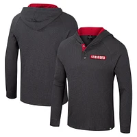 Men's Colosseum  Charcoal Stanford Cardinal Dujour Ralgan Long Sleeve Henley Hoodie T-Shirt